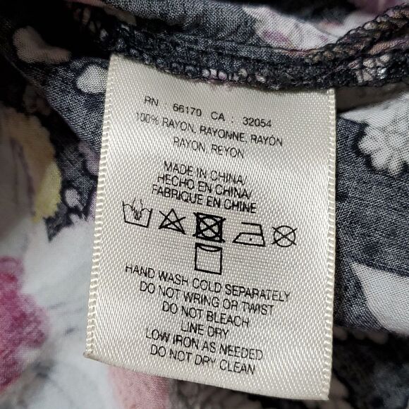 Maeve Anthropologie Autumnal Floral Black Floral Sparkle High Low Tunic Top - Picture 7 of 8